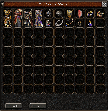 Zırh Satıcısı Envanteri